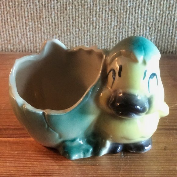 Vintage Shawnee Pottery Small Planter Cute Duck Hatching From Egg - Picture 2 of 6